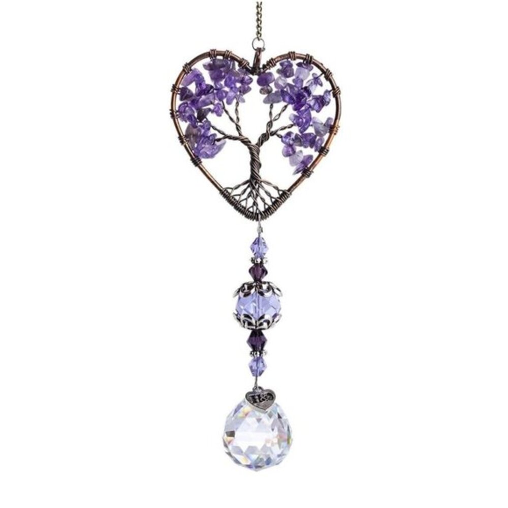 Sun Catcher Crystal Tree of Life Rainbow Maker Drops Hang for Window, Home Decor